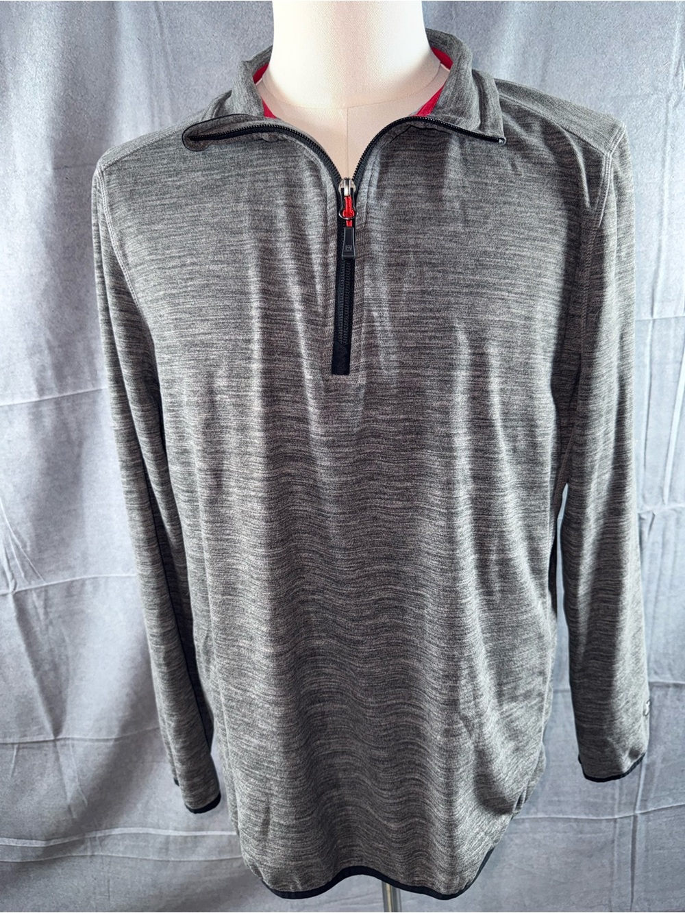 2936-Avalanche Men's Heather Gray Quarter-Zip Pullover with Red Trim